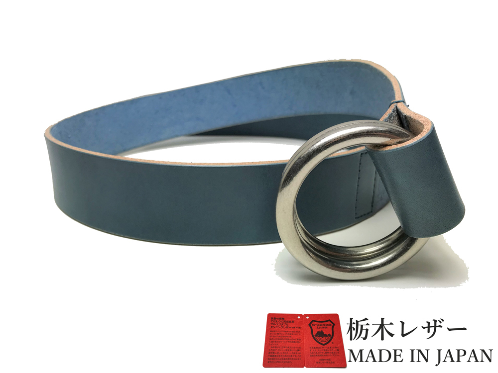 新品 栃木レザー Wリングベルト 日本製 国産 本革 レザー 紺 牛革 メンズ レディース 国産 40mm 固定サイズ カジュアル ベルト W001NV拍卖
