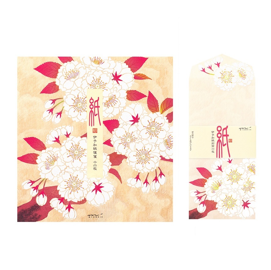 @【即決】■便箋&封筒セット■八重桜柄 /レターセット /伊予和紙 シルク印刷 /紙シリーズ /年始 早春 /手紙 //87065-006 87066-006拍卖