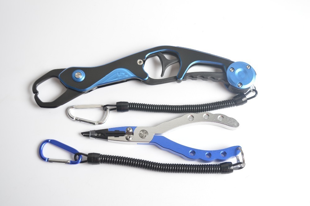 【送料無料】 超軽量アルミ製 フィッシュグリップ フィッシングプライヤーセット ブルー拍卖