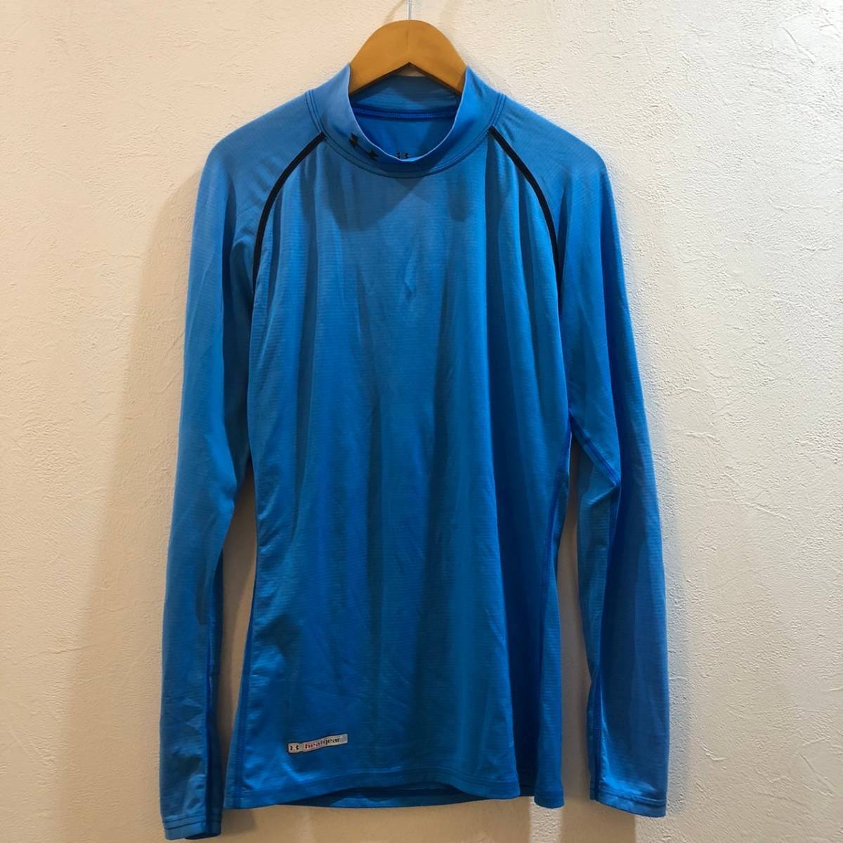 UNDER ARMOUR/アンダーアーマー 長袖 ハイネック heat gear スポーツウェア ブルー メンズ M拍卖
