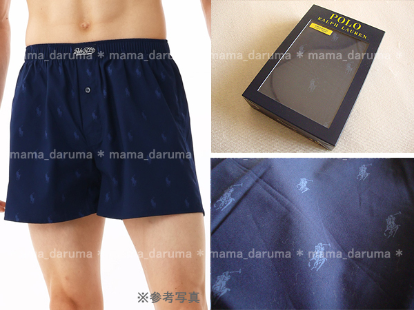 新品 POLO RALPH LAUREN ラルフローレン 前開き トランクス AOPPプリント 3L 2XL XXL 紺 RM4-Y201K オーガニック 綿100% 大きいサイズ拍卖