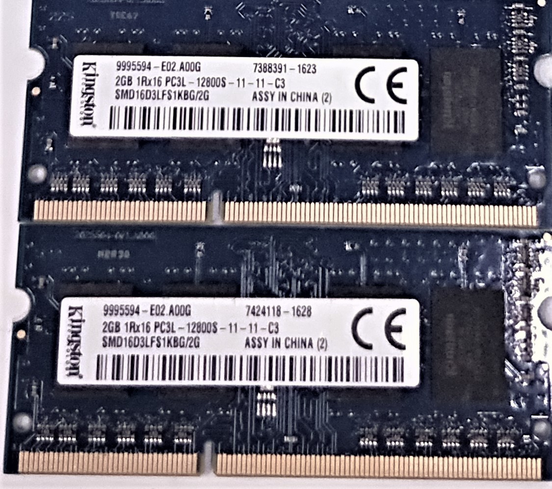 【中古パーツ】PC3 ノートパソコン用 DDR3 メモリ KINGSTON 2GB 1RX16 PC3L-12800S-11-11-C3 2GBx2枚 計4GB 送料無料(在庫10枚)■N(207)拍卖