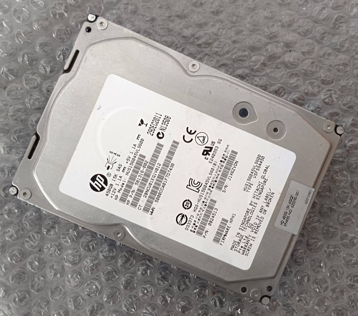 【中古パーツ】 3.5インチ HP HUS156045VLS600 450GB SAS HDD 正常品 1台■ SAS 2908拍卖