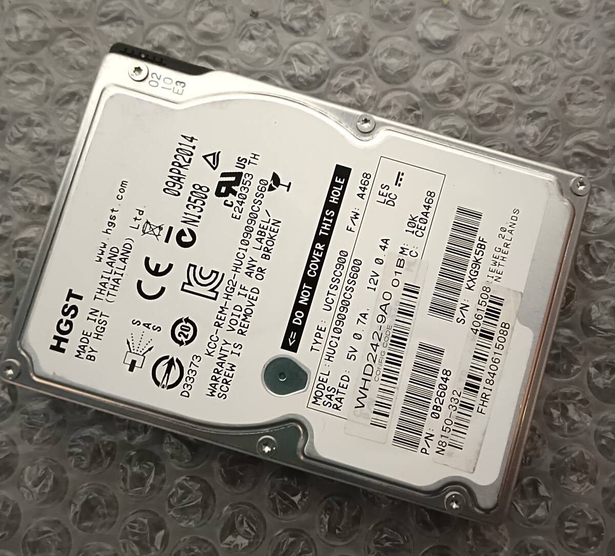 【中古パーツ】 2.5インチ HGST HUC109090CSS600 900GB SAS HDD 正常品 1台■ SAS2843拍卖