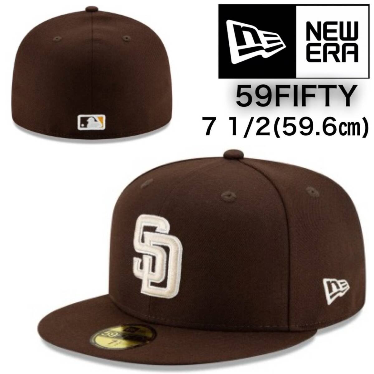 ニューエラ キャップ 帽子 59FIFTY パドレス ブラウン×ベージュ 59.6cm フラットバイザー メジャーリーグ MLBグッズ NEWERA 59FIFTY 新品拍卖