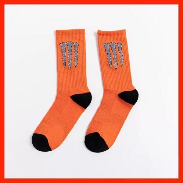 モンスターエナジーソックス2足セット (オレンジ)ユニセックス 男女兼用 匿名配送 追跡可能拍卖