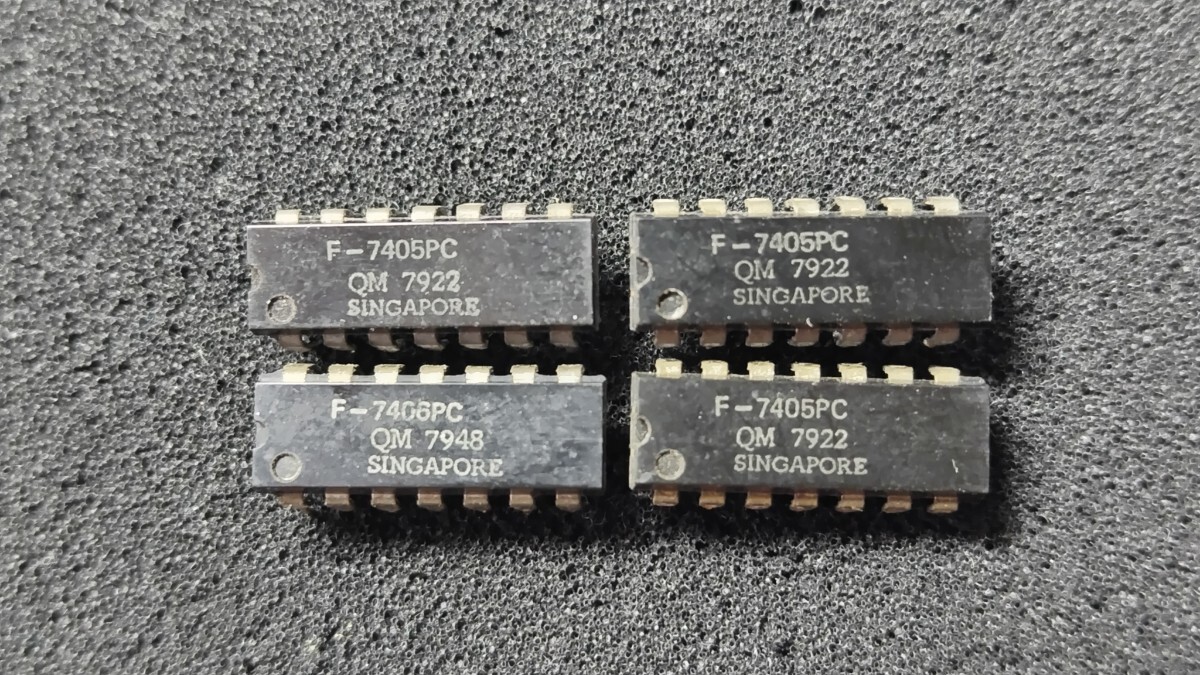 F-7405PC フェアチャイルド製 6回路オープンコレクタインバータ ノーマルTTL IC(4個セット) 半田外し品拍卖