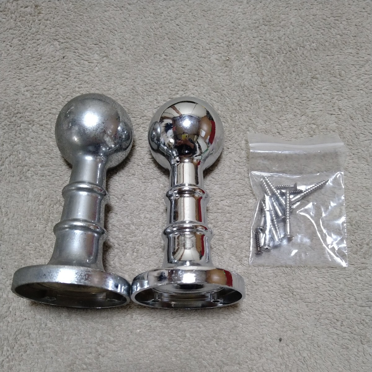 ジャンク品/長期保管品/中古/NK/パイプ/手すり/クローゼット/ダイカスト/Φ38mm/首長/止/クロームメッキ/2個セット拍卖