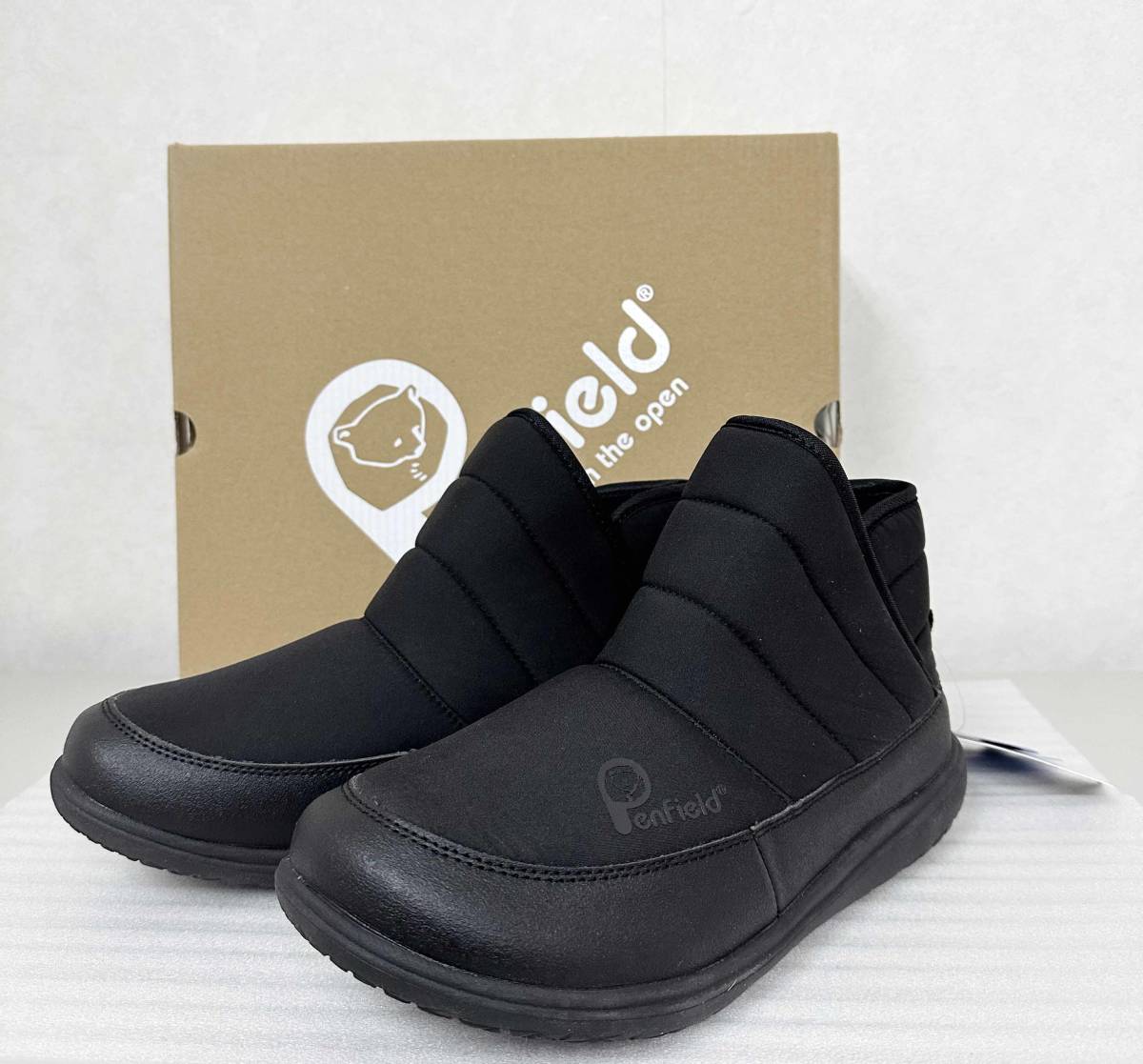 新品 26.5~27.5cm ★ Penfield ペンフィールド メンズ ショート ブーツ ブラック 撥水 ブーティ スリッポン 黒 26cm 26.5cm 27cm 27.5cm拍卖