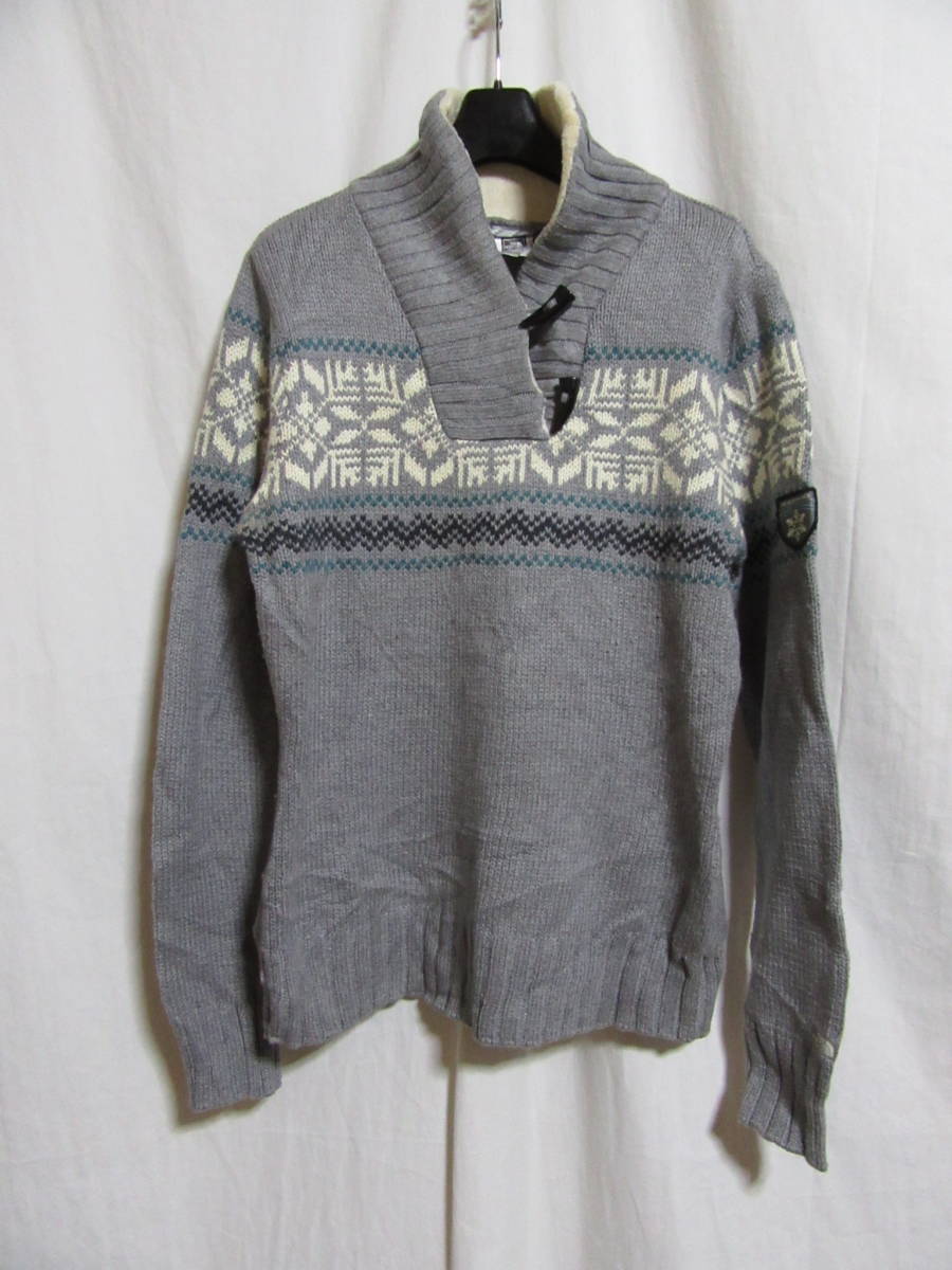 ☆☆送料無料☆THE NORTH FACE☆ショールカラーノルディックセーター☆グレー☆M☆雪柄☆トグルボタン☆L9拍卖