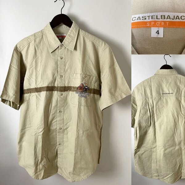 ★【名作 国内正規品 ベトナム製】CASTELBAJAC SPORT カステルバジャック スポーツ アニマル刺繍 センター ライン 半袖 シャツ 4 XL相当拍卖