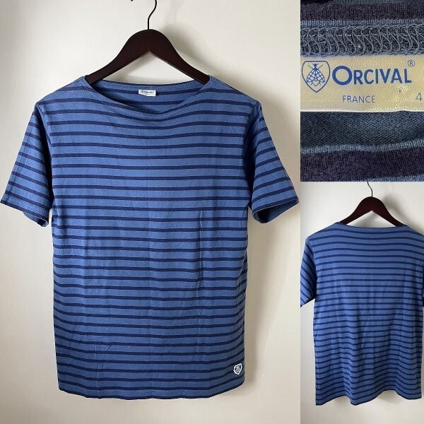 ★【日本製 国内正規品 】 ORCIVAL オーシバル(オーチバル)RC-6774 コットン天竺 ボートネック ボーダーTシャツ バスク シャツ サイズ4拍卖