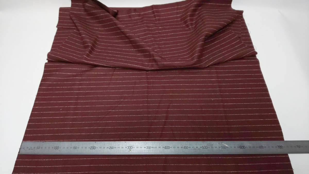 茶縞・余り布・幅70cm・長さ145cm「おかあさんのお針箱」00200065拍卖