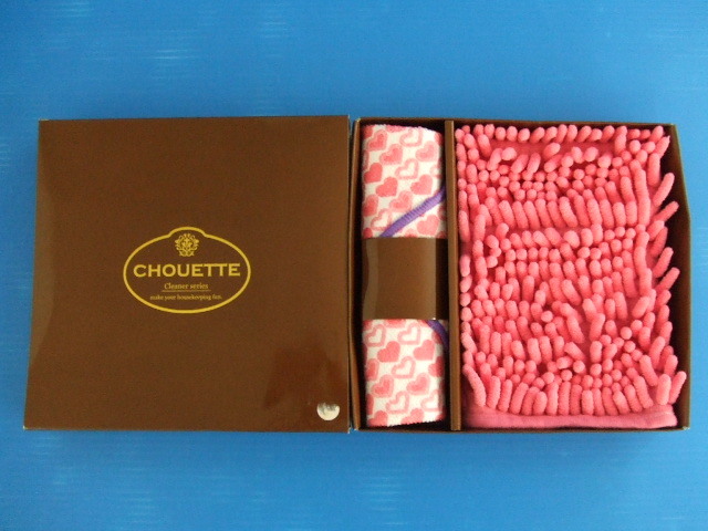 【お買得】★CHOUETTE/シュエット★ハートクロス&ミトンセット ピンク/マイクロファイバー/箱付き/お掃除セット拍卖