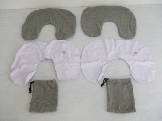 【お買得!】★ネックピロー2点セット★グレー 収納袋付き拍卖