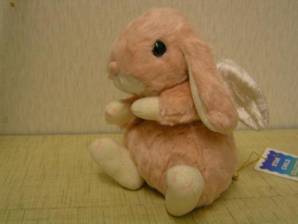 ロップイヤー☆天使の羽のウサギのぬいぐるみ《ピンク》拍卖