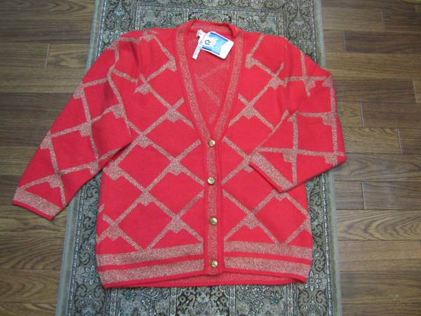 【即決!】★ELIZABETH MAMBRINI カーディ 日本製★赤金sizeLL★拍卖