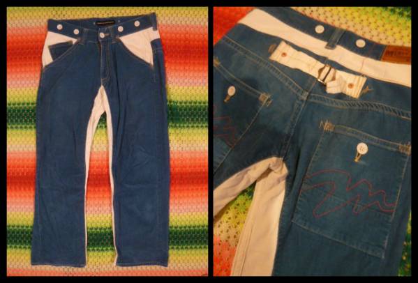 【日本製】 コーデュロイ 切り返し パンツ Lサイズ 青 ブルー系拍卖