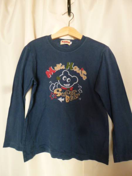 ◆◆Miki House ミキハウス 長袖プリントTシャツ 120(紺)C10拍卖