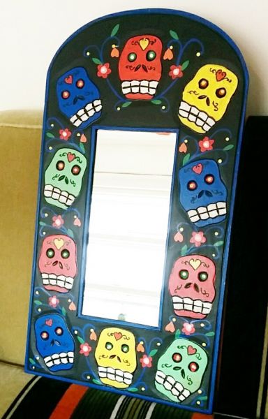 新品&即落◎ポップな骸骨がかわいいスカルミラー☆ドーム型鏡bk拍卖