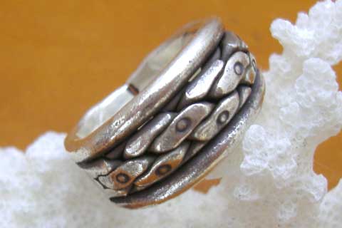 ◆カレン族シルバーリング 宇宙03◆編みこみ・指輪拍卖