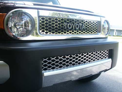 トヨタ FJクルーザー クロームメッシュグリルインサート メッキ ステンレス 鏡面 グリルカバ- エアロ 米国製拍卖