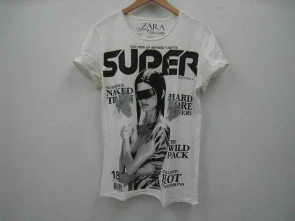 ZARA ザラ 白 Tシャツ S イラスト拍卖