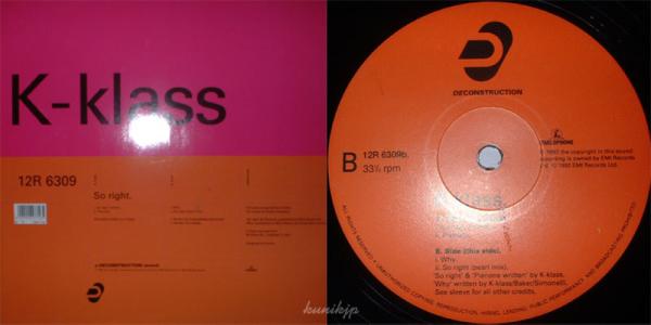 K-Klass So right + 2 trx Deconstruction 1992 90s UK dance techno house拍卖