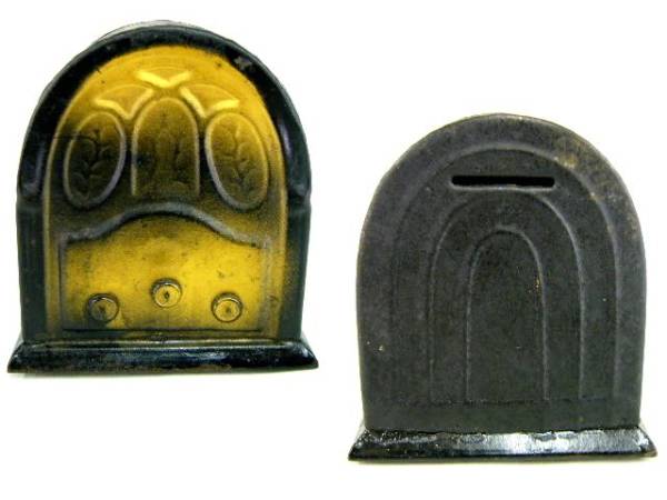 S20年代【アーチ型ラジヲ型*ブリキ貯金箱】拍卖