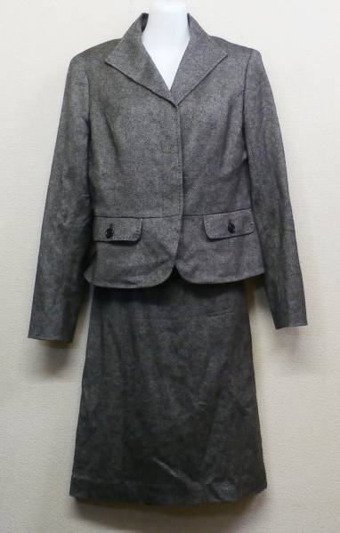 【10309】 自由区 カシミヤ混 上下セット (ジャケット+スカート)38/40拍卖