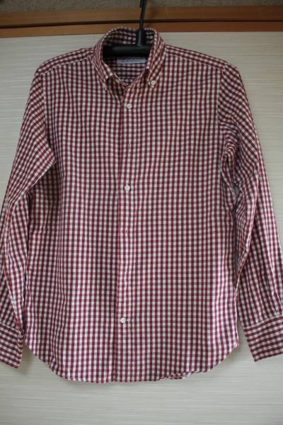 A56★ユナイテッドアローズグリーンレーベルリラクシング 長袖ボタンダウンシャツ ギンガムチェック Sサイズ拍卖