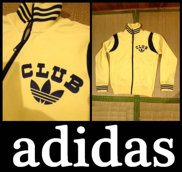adidas デカロゴ トラックジャケット ジャージ 黄色 XSサイズ ビンテージ トレフォイル ジャケット拍卖