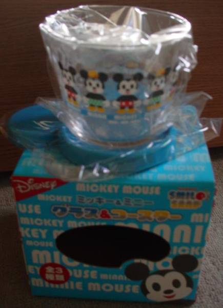 【値下】【即決】ディズニー★DISNEY★ミッキーマウス&ミニーマウス★新品グラス+コースター拍卖