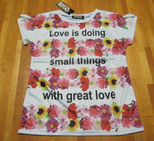 *送料無料*新品*160*ブルー×花柄プリント*肩リボン*半袖Tシャツ*NICHEE*拍卖