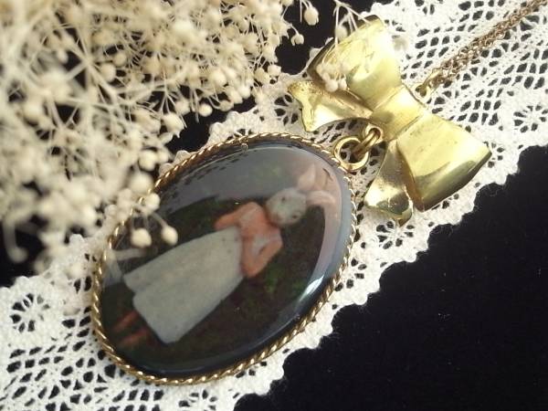 ★新入荷★♪アンティーク風ラビットイラストリボンネックレス♪拍卖