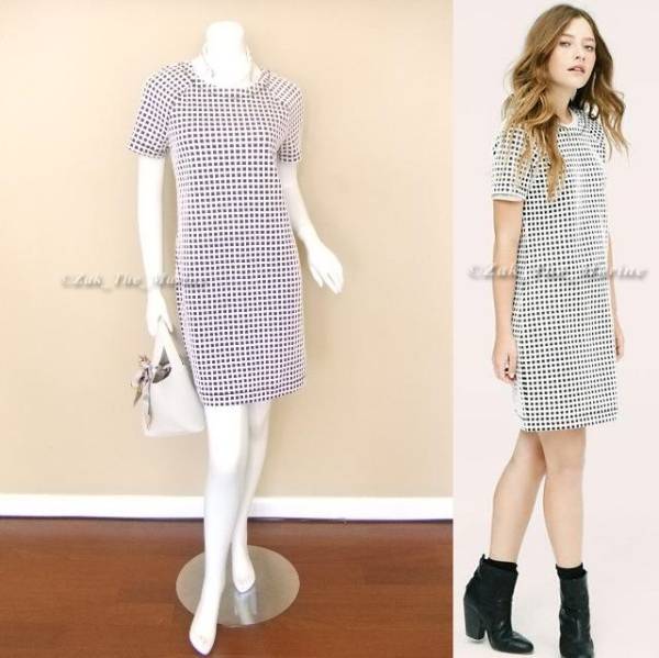 ★新作 アンテイラー LOU & GREY チェック 半袖 ワンピース XS★拍卖