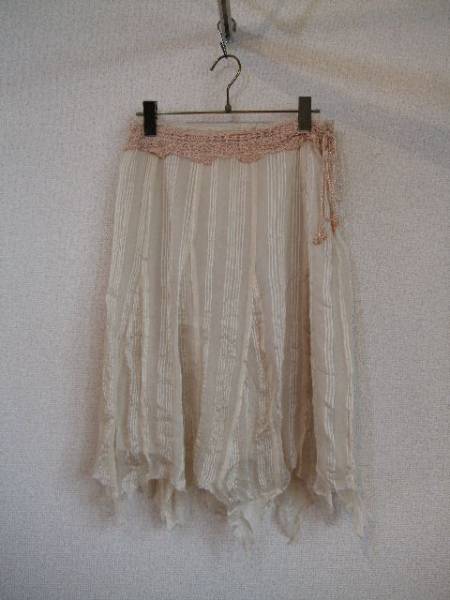 cledeversベージュシルクシフォン膝下丈スカート(USED)50314)拍卖