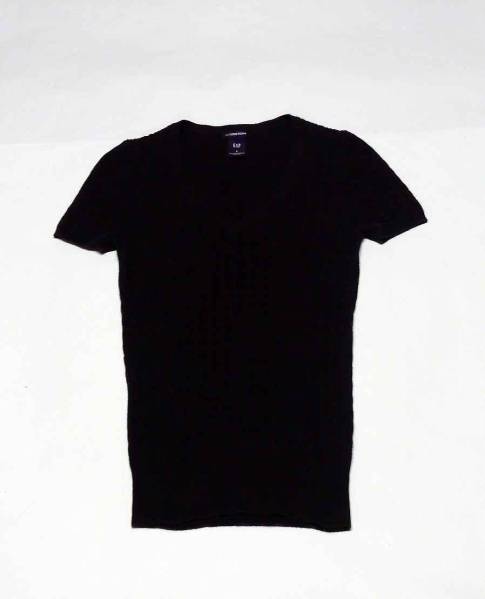 ギャップ ストレッチ ニット Vネック 半袖カットソー S 黒拍卖