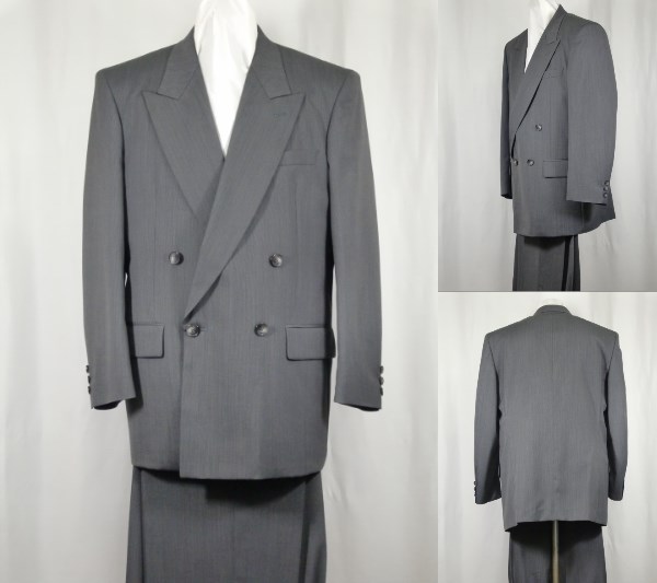 ★☆ ABLL-91 W4B×1ピーク衿スーツ 新品 春夏 鼠柄 日本製☆★拍卖