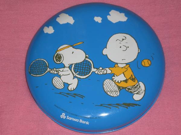 激レア!三和銀行 スヌーピー&チャーリーブラウン 丸型 缶製 貯金箱 (非売品)拍卖
