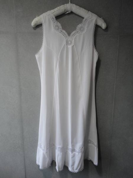 レア★70s ヴィンテージ フランス シュミーズ ワンピース ホワイト ベビードール デッドストック拍卖