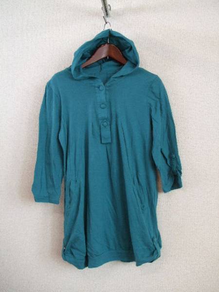 エメラルドグリーンフード付7分袖カットソー(USED)11714②)拍卖