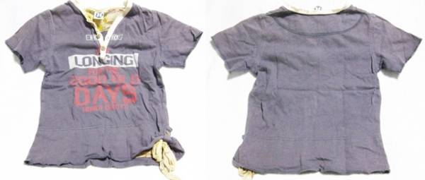 120㎝ HOWDY DOODY'S 半袖 カットソー Tシャツ すそ結び 紺グレー拍卖