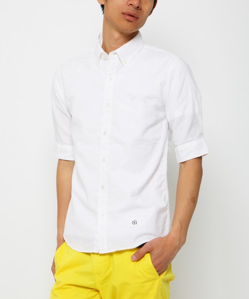 新品未使用VJS1093サイズL日本製Made in Japan【VANQUISH紳士ボタンダウンオックスフォード五分袖シャツホワイト】メンズカジュアルシャツ拍卖