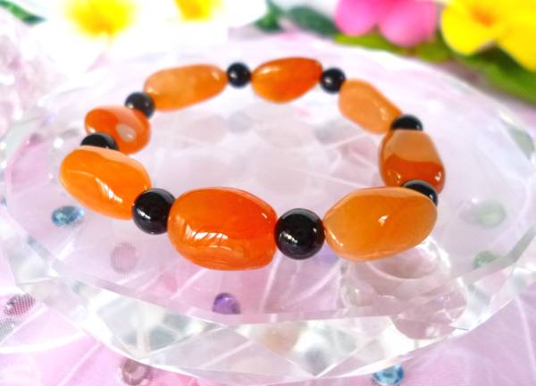 ☆ハロウィンカラー☆秋の収穫祭☆オレンジボツワナアゲート★オニキス★ ☆15cm☆拍卖