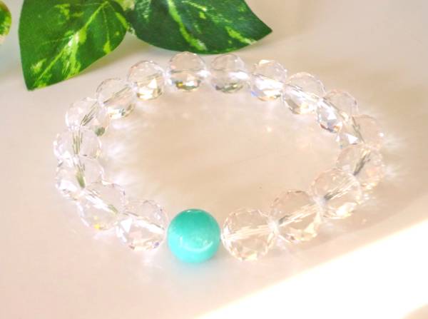 ★驚異の輝き★ダイアモンドクリスタル★希望の石☆ホープストーン☆ペルー産アマゾナイト♪ ☆10mm☆ ☆15cm☆拍卖