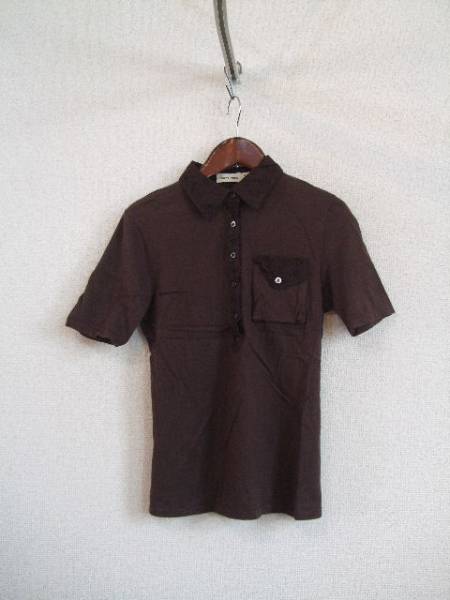 HenryCottons(レナウン)茶レース付半袖ポロシャツ(USED)31315拍卖