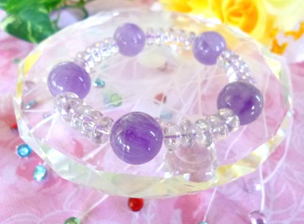 ☆愛の守護石☆心のやすらぎ☆ストレス緩和☆ ☆ラベンダーアメジスト☆ラベンダーアメジスト・オーラ♪ ☆大珠14mm☆ ☆15cm☆拍卖