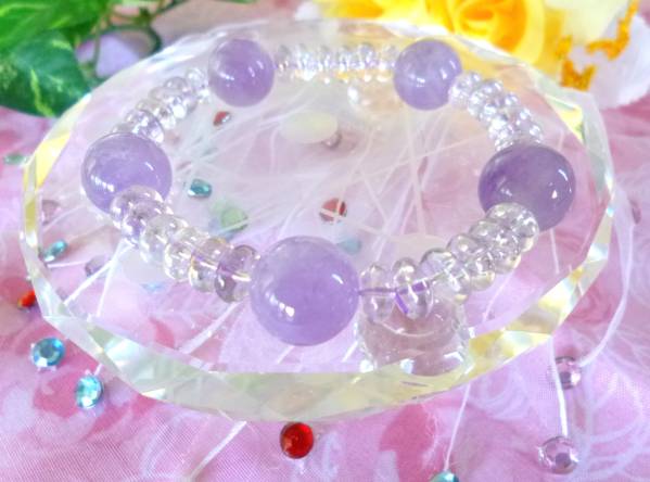 ★愛の守護石★心のやすらぎ☆ストレス緩和★ラベンダーアメジスト☆大珠14mm★ラベンダーアメジスト・オーラ♪ ☆17cm☆拍卖