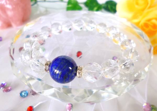 ★幸運を呼ぶ☆聖なる石★ラピスラズリ★大珠14mm★プレミアムクリスタル♪ ☆16cm☆拍卖